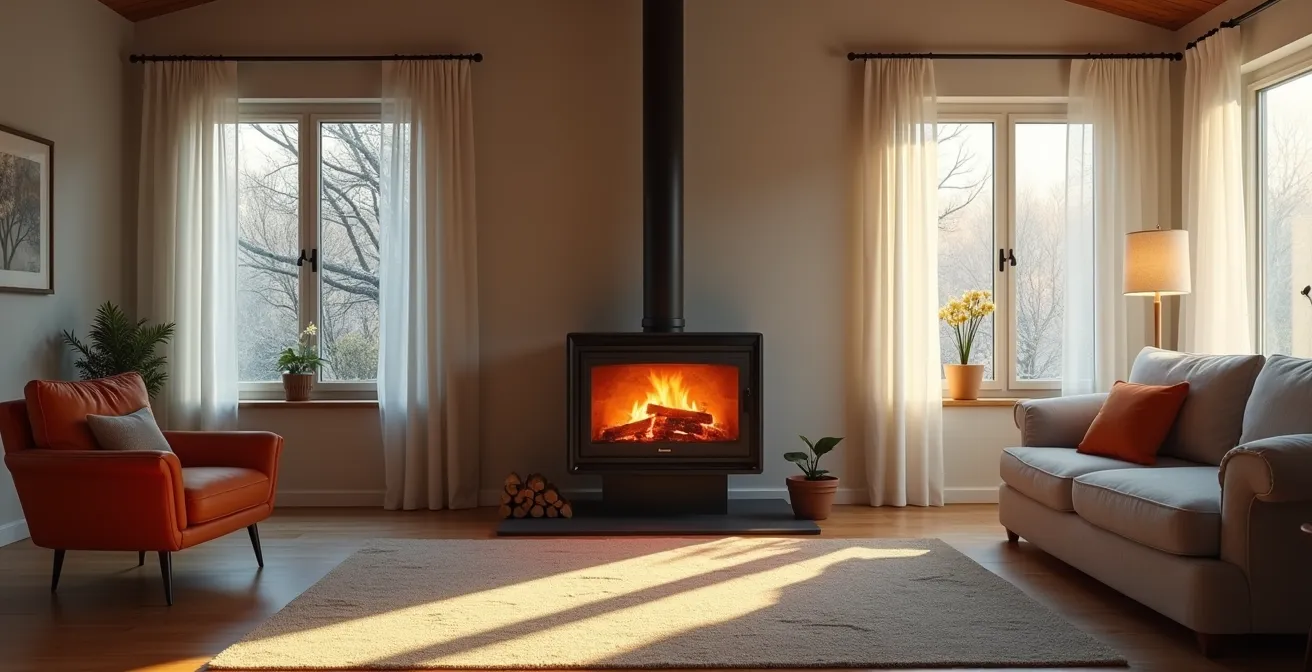 Comparaison visuelle entre un poêle correctement dimensionné et un poêle surdimensionné dans un intérieur