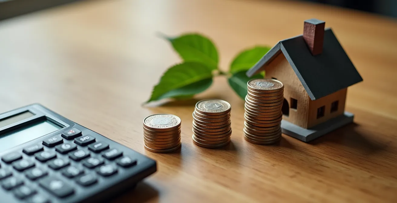 Calculatrice et documents financiers illustrant les économies réalisées grâce aux aides RGE