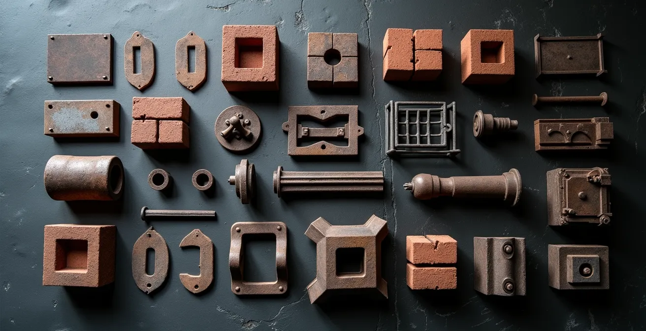 Vue éclatée montrant les différentes pièces d'usure d'un poêle à bois