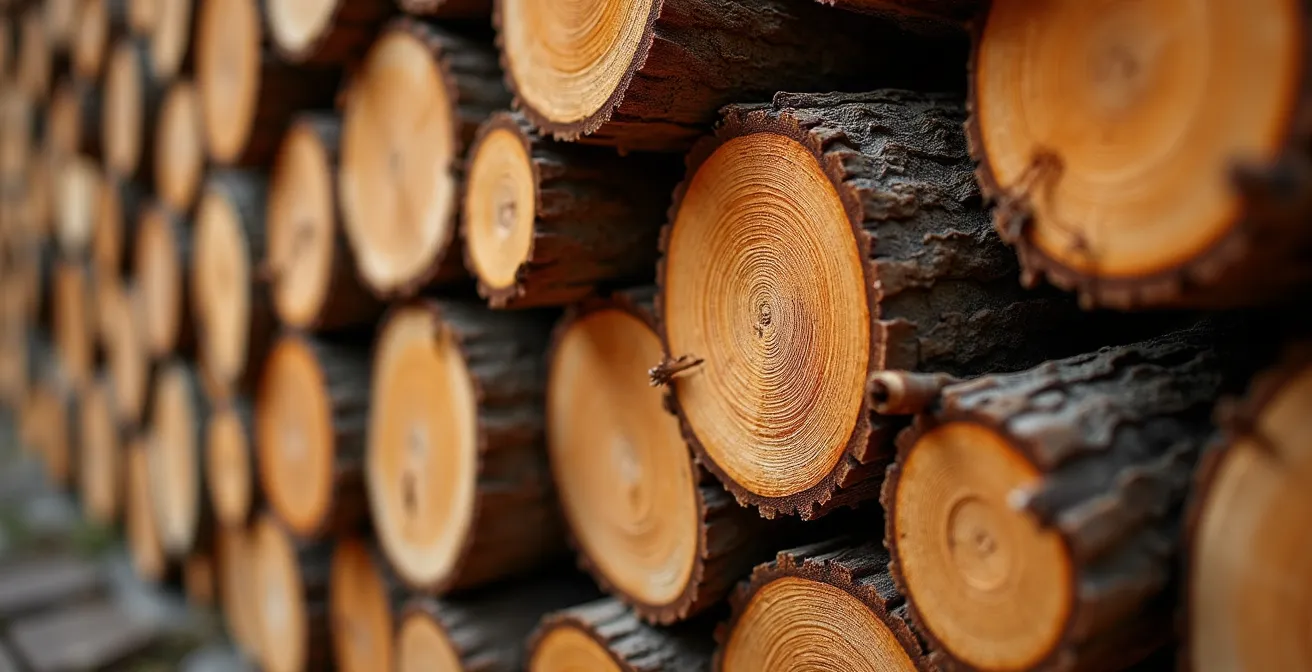 Stock de bûches de bois empilées comme réserve de valeur tangible pour l'hiver