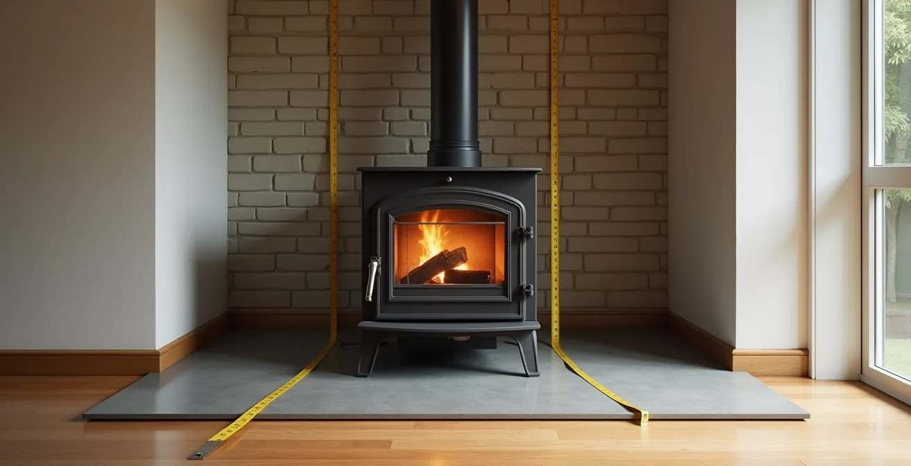 Vérification professionnelle des distances de sécurité lors de l'installation d'un poêle