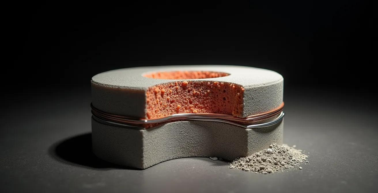 Vue microscopique de la structure interne du béton réfractaire